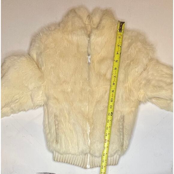 VTG Caravelle Designer Fine Fur Fashions Jacket Girls Sz 8 Ivory Bomber Coat - Picture 6 of 9